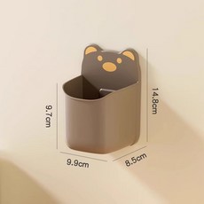 壁掛式卡通熊可愛收納盒廚房蔥薑蒜免打孔置物牆上收納冰箱側掛藍, 1個, 棕熊小號【1只裝】無痕壁掛蔥薑蒜架