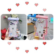 雙扣氣囊手機防水袋觸屏靈敏外賣溫泉手機殻遊泳漂流防水殻通用型 K8U3, 美樂蒂+星黛露【2個裝/觸屏靈敏】, 1個