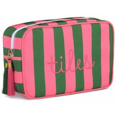 Sanwuta 지퍼가 달린 마작 타일 백 마작 보관 파우치 타일 보드 게임 피스 게임 파티 여행 모임 액세서리용 마작 가방 21.6 x 14 x 8.9cm(8.46 x 5., 핑크, 그린, 클래식