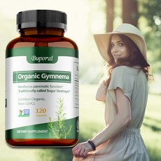 유기농 짐네마 실베스트르 허브 보충제 USDA 인증 유기농 비GMO 700mg 120개 식물성 캡슐, 3개, 60정