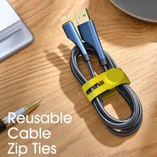 휴무드 전선정리 실리콘 케이블타이, 옐로우, 10개