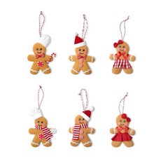 CP 聖誕節薑餅人掛件公仔小吊飾 可愛裝飾DIY手作立體造型聖誕樹掛飾 聖誕派對佈置小吊件, 6件套, 1個