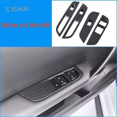 MG4 EV Mulan 2023 2024 LHD/RHD 자동차 창문 제어 리프트 패널 커버 스티커 카본 파이버, 09 LHD ABS carbon A