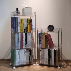 일상드로우 북트롤리 이동식 트롤리, 투명, 4단