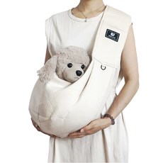 비비큐트 강아지 슬링백 안전하고 어깨편한 애견 슬링백 포대기, 1개, 베이지