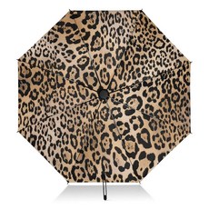 ALAZA 접이식 우산 레오파드 브라운 치타 프린트 컴팩트 여행용 자동 개폐 비 방풍 햇빛 자외선 차단 대형 휴대용, 색상 6