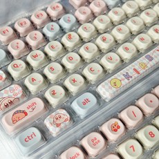 귀여운 기계식 키보드 키캡 한글 영문 각인 PBT 염료승화캐릭터 키캡, 별의 커비, 1개