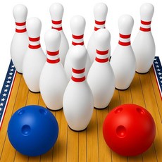 ActiveJoy - 클래식 & 아메리칸 스타일 미니 아동용 볼링 세트 - 아동용 실내 볼링 게임 - 레인이 있는 볼링장 장난감 핀 10개 가족 및 친구를 위한 공 2개 -
