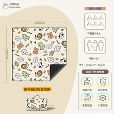 民族風野餐墊防潮墊加厚便攜戶外露營野營沙灘野炊防水墊帳篷地墊, 簡約小動物150*200【5層加厚雙面防水】