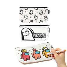 정품 어몽어스 필통 파우치 낱개 1개 도안 색칠 꾸미기 만들기 부자재료 DIY 캔버스 천, 임포스터, 임포스터