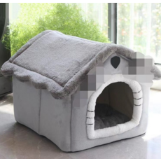 寵物窩 房子型 四季通用 冬季保暖 小型犬 寵物用品, 灰色, S-40*35*33