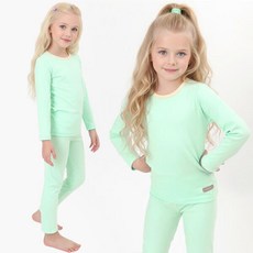 아트박스/프리미에팜 아동 솔리드 폴리 후라이스 9부 내복세트MT