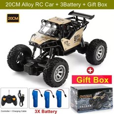 4WD 원격 무선 RC 자동차 4x 4 리모컨 트럭 레이싱 드리프트 Led 조명 RC카 선물, 20CM Golden 3B, 1개