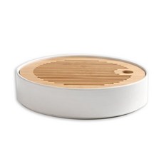 奇憲日式圓形陶瓷竹茶盤, 混合顏色, 1個