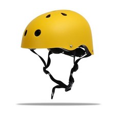 巖盔 滑板頭盔 升級版EPS材質 輕量減震頭盔 戶外運動安全帽, 磨砂黃,L 頭圍55-60公分 成人男女, 1個