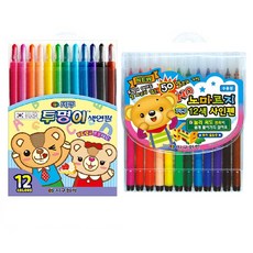 지구 투명이 색연필 12색 + 지구 노마르지 사인펜 12색, 혼합색상, 1세트