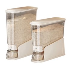 夾縫按壓米桶 廚房窄縫收納 防潮定量取米 米箱儲米桶, 奶油白, 1個