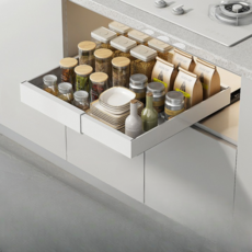 고급형 무타공 길이조절 슬라이딩선반 싱크대 정리 주방 선반 고정레일3개/선반들림방지 부품 포함/3가지 색상/4가지 사이즈, 1개, 화이트