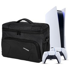 자프조라 휴대용 케이스 PS5PS5 프로PS5 슬림용 플레이스테이션 5와 호환되는 여행 가방 15.6인치 노트북 및 게임 액세서리용 콘솔 수납 정리 가방블랙, 자프조라 휴대용 케이스 PS5 프로 슬림용 플레이스테이