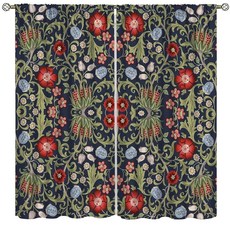 Focusbrite William Morris 커튼 보헤미아 플로럴 빈티지 오리지널 디자인 암막 창문 트리트먼트 농가 침실 거실 주방 세트 패널 2개 106.7 x 114.