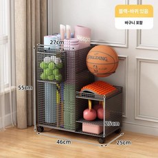 공 수납함 가정용 정리대 볼 캐리어 실내용 체육관 축구, 1개, 블랙 이동형 행잉 바스켓