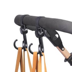 온더벨라 360도회전 이중고리 가방걸이행거 유모차후크, 블랙, 1세트