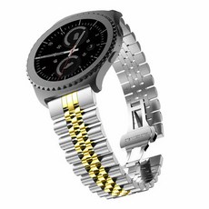MOHARLAB Galaxy Watch 4 5 Pro Classic 相容金屬五珠錶帶, 03 銀金色