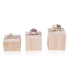 木質實木方柱戒指展示架三件組 飾品陳列收納道具