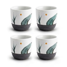 꿈꾸는 키친 일본 이자카야 4p 사케잔 혼술 술잔 선물세트, 4개, 자연 그린