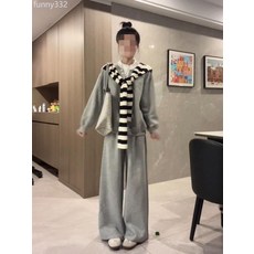 鬆弛假日 韓系休閒運動套裝秋冬假兩件長袖衛衣披肩闊腿褲三件套