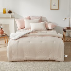 Airehome 素色高密度玉米纖維被, Oatmeal Cream, 棉被+枕頭套