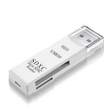 讀卡機 USB 3.0 SD+TF 二合一雙卡槽 microSD SDHC SDXC 記憶卡 多功能, 白色, 1個