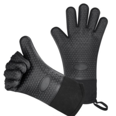 [자유부인990] 열 차단 실리콘 주방오븐장갑 양손1세트, 블랙, 1세트