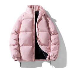 素色情侶款加厚保暖棉服寬鬆外套