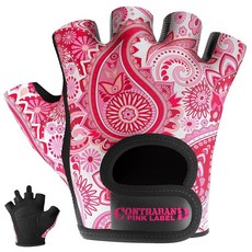 Contraband Pink Label5387 여성 디자인 시리즈 페이즐리 프린트 리프팅 로잉 장갑 페어 경량 비건 미디엄 패딩 극세사 아마라 가죽 그리플록 실리콘 포함