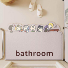 浴室吸水地墊 卡通創意防滑腳墊 簡約軟質地毯, bathroom小人物