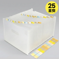 데이모노 프로 아코디언 도큐먼트 파일, 오픈형, 25포켓, 반투명+반투명, 1개