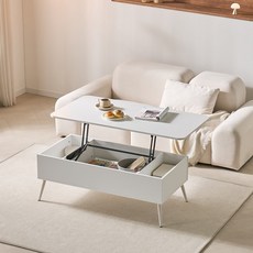 (신제품 런칭 7% 추가 할인)럭스 모던 수납 리프트업 테이블 3colors/소파테이블/거실테이블, 800(화이트)