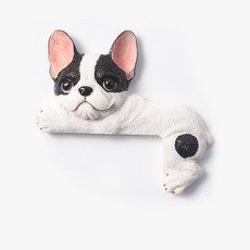 可愛狗法鬥開關裝飾墻貼保護套現代簡約樹脂動物3d立體插座貼創意kun, 黑白右臥法鬥