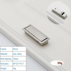 현대 미니멀리스트 장식 가구 손잡이 아연 합금 캐비닛 푸시 핸들 내부, Silver 6021 32mm