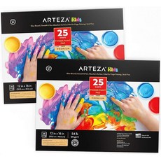 Arteza ARTEZA 30.5 x 40.6cm(12 16인치) 손가락 페인트 종이 패드 패드 2개 팩 각 25장 24.5kg(55파운드)/80gsm 아동용 드로잉