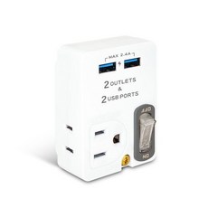 聖岡 2USB 2插節能分接插座 TNT-60U，雙USB充電，節能省電，居家安全, 1個, White