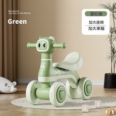DFMEI 1-3歲兒童四輪滑行溜溜車寶寶學步車無腳踏滑步車童車兒童平衡車, 1個, 1cm, 雲杉綠無音樂:如圖