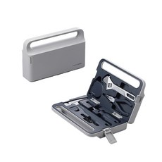 HOTO 家用工具箱 輕巧便攜多功能套裝組合 居家修繕必備, 羊角錘*1、橡膠鎚頭*1、起子頭*10、多功能螺絲起子*1、自鎖捲尺*1、活動扳手*1、多功能尖嘴鉗*1、家用工具箱*1, 1個