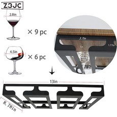 Z3JC 鐵藝倒掛紅酒杯架廚房簡易置物架家用懸掛式高腳杯收納架, 1個, 三槽:黑色
