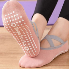 필라테스 양말 발레핏 스트랩 여성 요가 양말 맨발 피트니스 발가락 스포츠 미끄럼 논슬립 실내 헬스 운동, 리본토우삭스, 진핑크