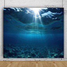 Under The Sea Backdrop for Photography 물 배너 배경 3 푸른 성인 바다 햇빛 테마 샤워 2.4m(10x8피트) 사진 생일 베이비 장식 x 파티, 10x8ft