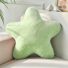Susielady 귀여운 별모양 쿠션 별모양 쿠션 부드러운 모피라이크 소재 쿠션 소파 침실 거실용, Green