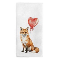 Nvucamd Valentines 재미있는 호주 셰퍼드 선물 주방 타월 욕실용 호주 셰퍼드 핸드 타월 발렌타인 개 애호가 선물 주방용 접시 티 타월 40.6 x 61cm(, 여우