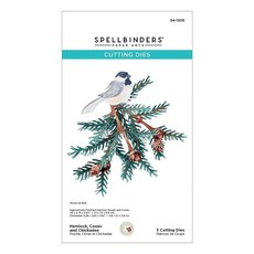 Spellbinders S4-1305 Hemlock Cones and Chickadee 에칭 다이 스노우 가든 컬렉션 Susan Tierney-Cockburn 제작 32683, Spellbinders S4-1305 Hemlock,